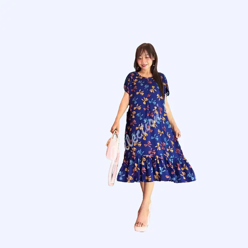 [Lestari x Yuzy] Exclusive daster rufle mama muda busui LD 115 PB 100 bumil bahan rayon viscose selutut Dress Wanita Ruffle Lembut Nyaman Dewasa Ibu Pendek Tidur Menyusui 1