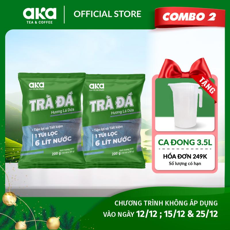 Combo 2 - Trà đá túi lọc Aka 200g 10 túi x 20g trà lài trà lá dứa nguyên liệu pha chế tiện lợi tiết kiệm