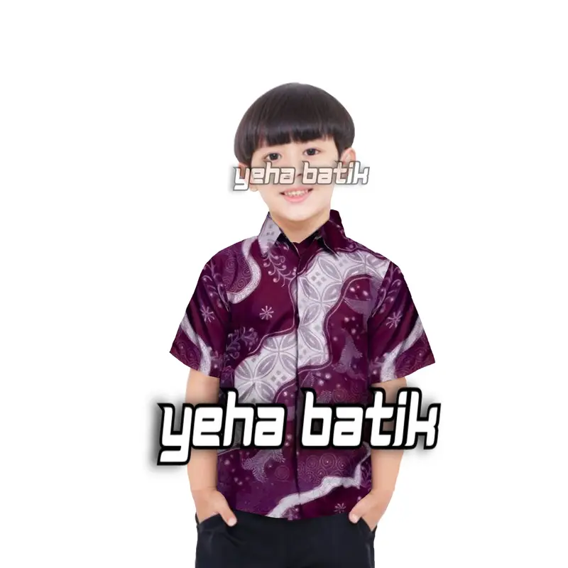 Terbaru Couple Batik Ayah dan Anak Laki laki || Kemeja Batik Pria Dewasa dan Anak Laki laki Modern Terbaru Warna Burgundy 4