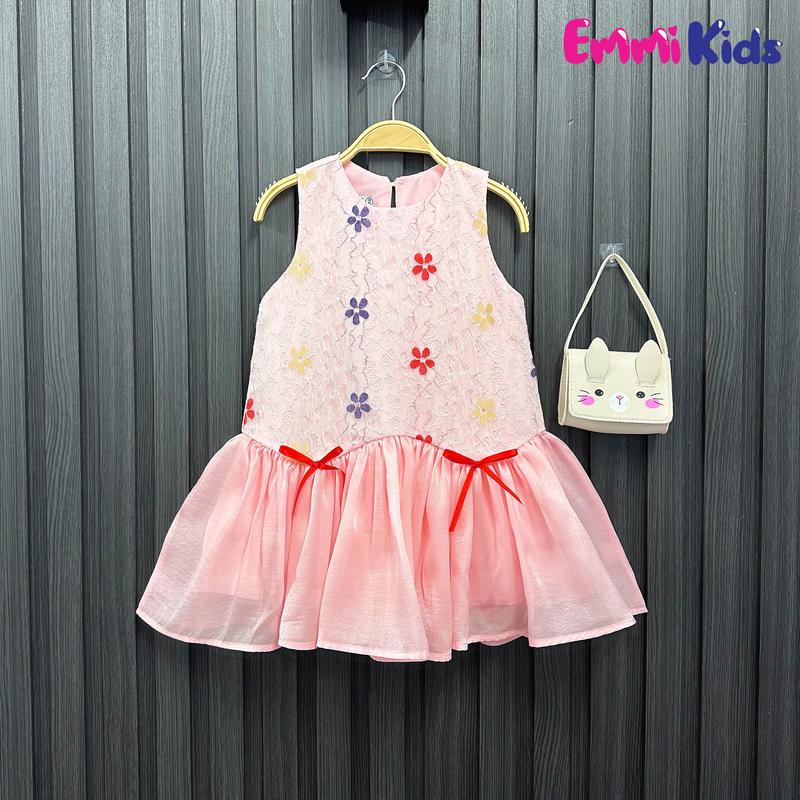 B99-EMMIKIDS Váy Noel & mặc hằng ngày cho bé gái tơ ren hoa Chất tơ ren phối tơ ánh nhũ đáng yêu  10-39kg  