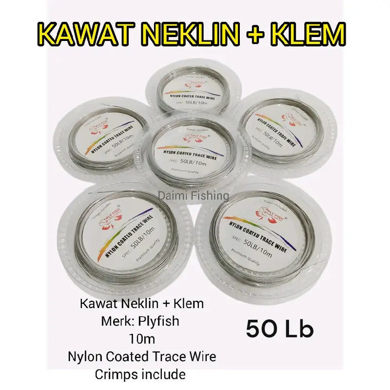 Neklin PLYFISH Kawat Pancing Nylon Coated Wire 10m Termasuk Klem 4