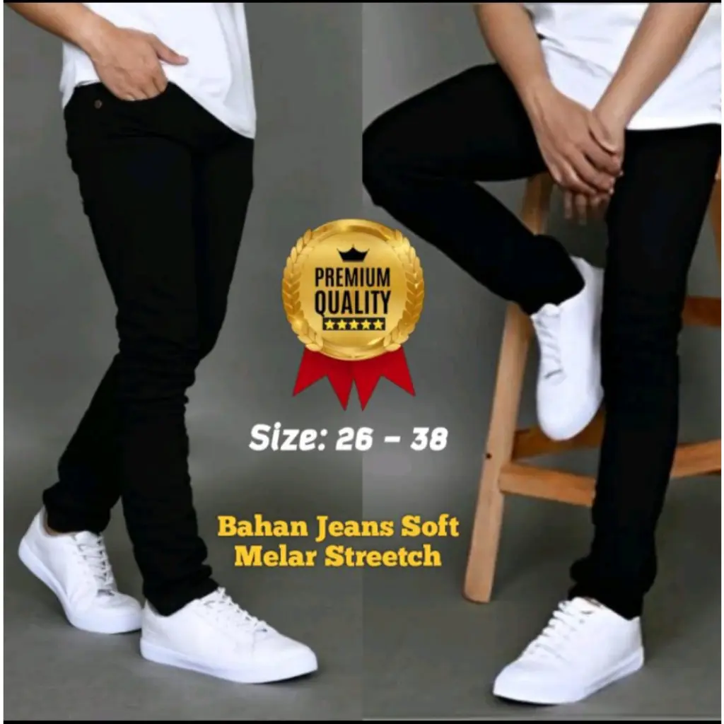 Jeans Panjang Pria Hitam Pekat Slim fit / Celana Denim skinny Distro Terbaru