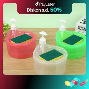 Dispenser Sabun Cuci Piring Viral Model Mangkok Bulat Pump Tempat Sabun Cair Gratis Spons Anti Tumpah Plastik