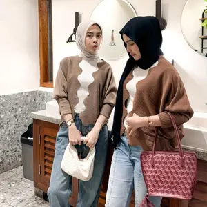 Cardigan Hits Moonlife Cardi Oriza Knit Pleats Premium Ld 120cm Panjang 58cm Wanita Cardigan Gelombang