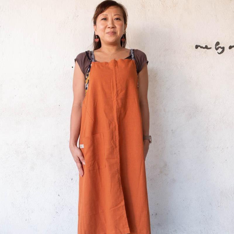 Linen apron masak (Brown)