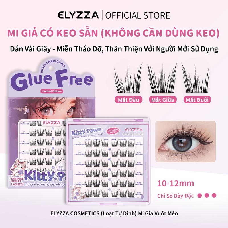 Mi Giả Có Keo Sẵn ELYZZA Lông Mi Tự Dính Không Cần Dùng Keo Móng Vuốt Mèo Mi Sợi Tự Nhiên & Nối Mi Dễ Gắn, Mi 10-12mm Mi Giả Tách Sợi, Mi Cụm Dễ Dùng, Mi Gia Chùm 3 Cụm, Mi Chùm Có Thể Sử Dụng Được Nhiều Lần