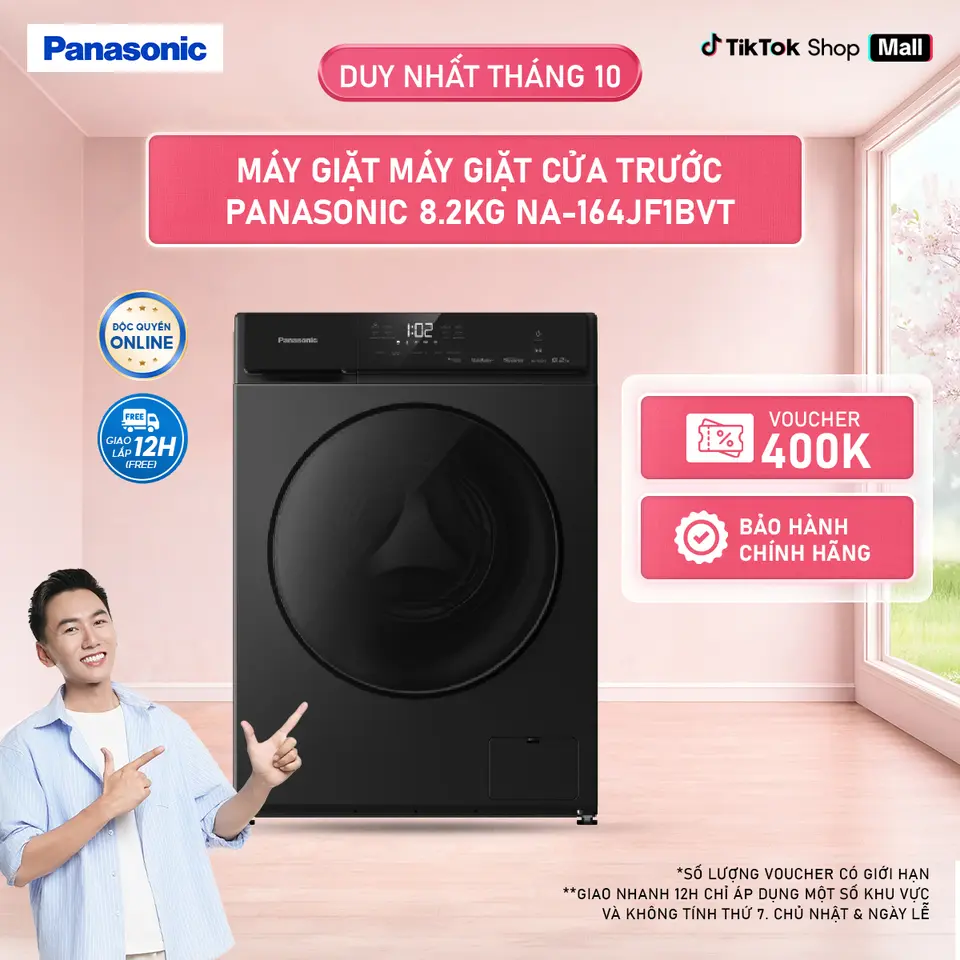 Máy Giặt Cửa Trước Panasonic Inverter 8.2KG NA-164JF1BVT