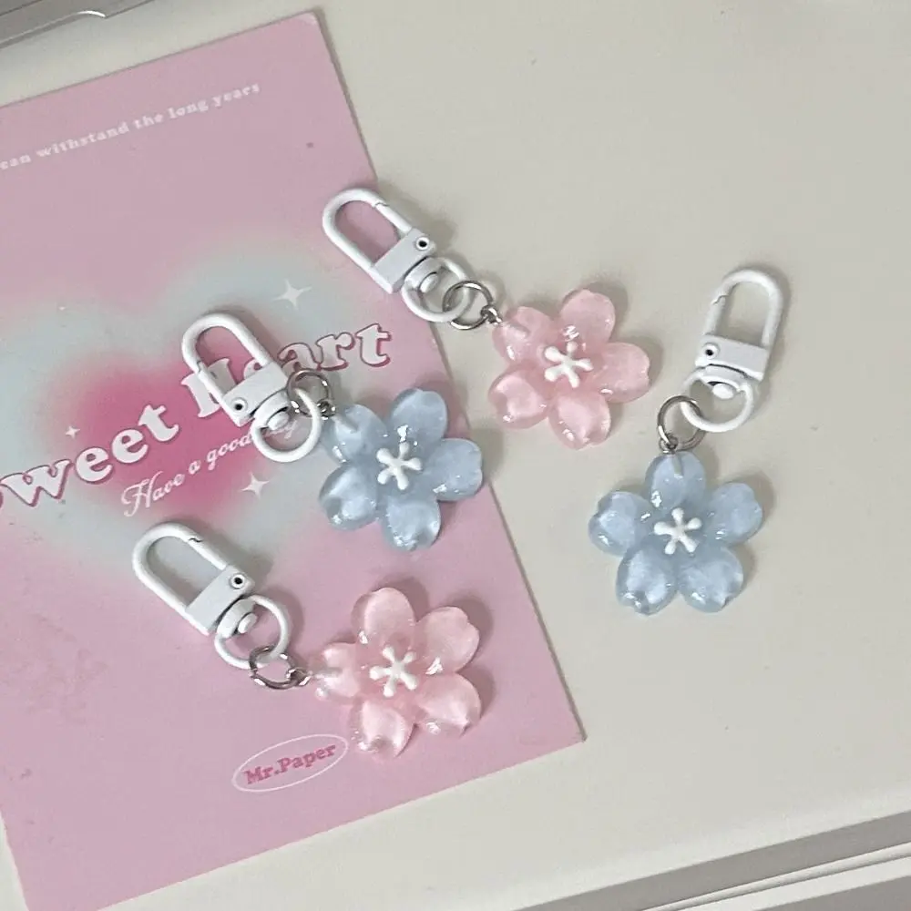 Cartoon Simulated Sakura Key Chain Resin Flower Jelly Sakura Pendant Keyring Kawaii Keyring Translucent Flower Doll Pendant Girls