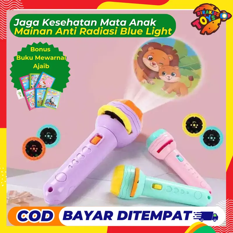 Mainan Senter Proyektor Bonus Magic Book Anak Lampu 4