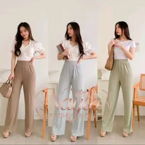 Nayla Fashion Celana Kulot Rib Premium Wanita Model Terbaru Cantik & Nyaman Pake Dewasa Panjang Remaja