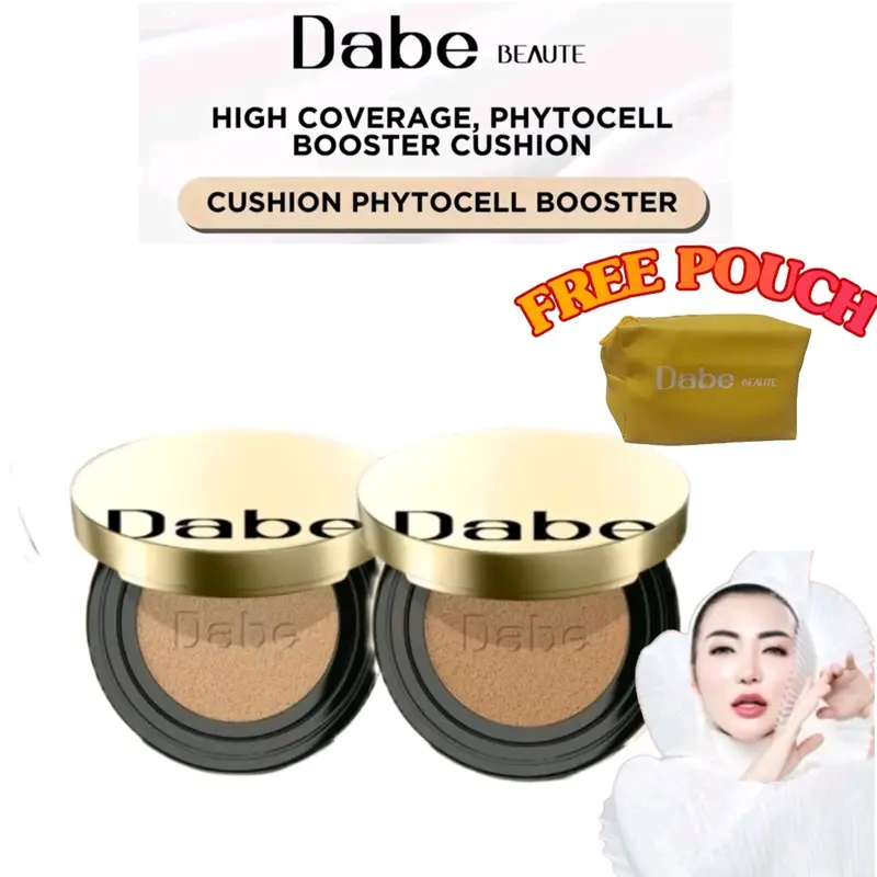(FREE POUCH) DAPAT 1 SATU  CUSHION  PYTOCELL BOOSTER SPF 38 PA+++ DABE BEAUTE Concealer Foundation Kuning Elegant Wajah Kering Sawo Langsat 2