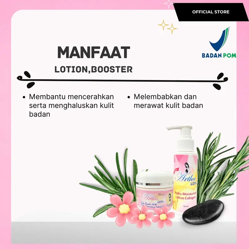 PAKET A LIGHTENING NEW PACKAGING ARTHA LDT+ BUY 2 GET 1 ( 3 body booster + 3 body lotion)  [Pencerah Mencerahkan Hand] 4