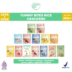 YUMMY BITES Crackers 50gr dan 25 gr | Krakers Beras | Cemilan Mpasi Bayi | Snack Mpasi 6 bulan | Rice crackers for kids