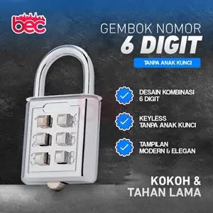 [BEC] Gembok Nomor Password Padlock 6 Digit | Gembok Pin Nomor | Gembok Password Mini 6 Digit | 6 Digit Kunci Gembok Kombinasi Angka Untuk Tas / Koper / Kotak / Lemari