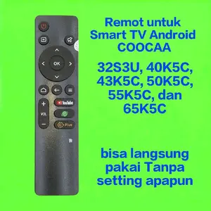 Remot Smart TV pintar Coocaa kompatibel 32S3U, 40S3U, 43S3U, dan 50S3U