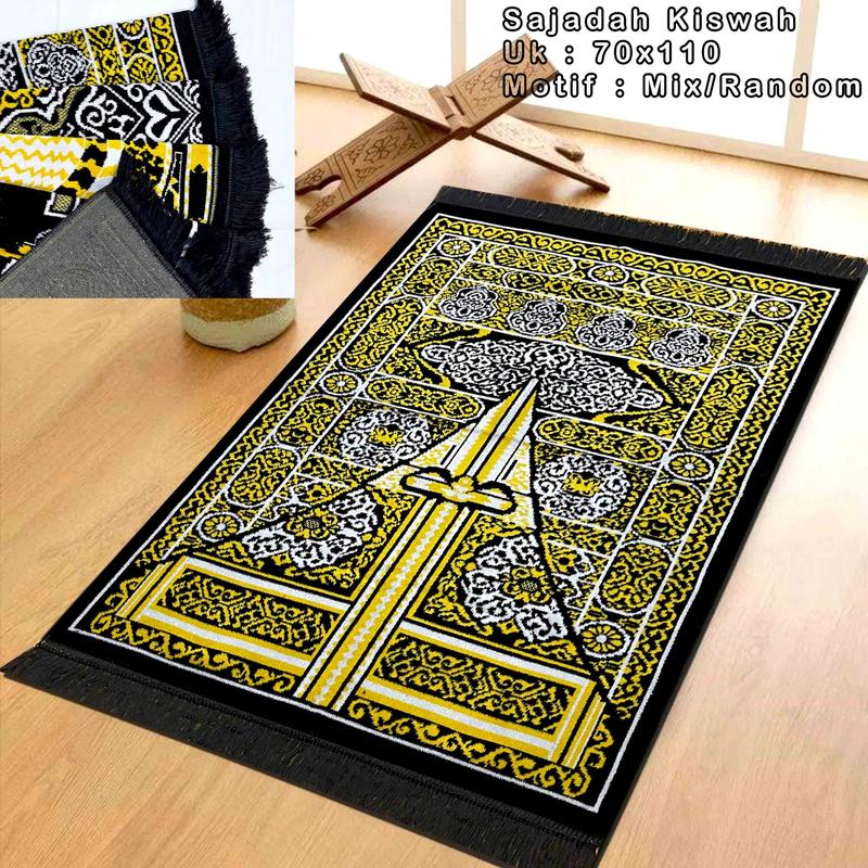 Product Introduction of Sajadah Kiswah Hitam Dewasa Bahan Bludru Ukuran 70*110 cm Motif Kiswah Perlengkapan Sholat 19