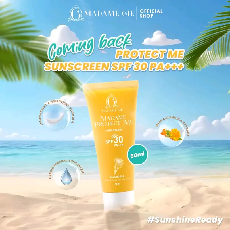 Paket Usaha Sunscreen Madame Gie Dapat 10pcs Formula Lama 50 ML, Protect Me Sunscreen With Callendula 3