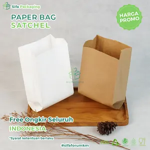 Paper Bag Satchel Kentang Goreng Kantong Kertas Roti Fried Chicken Paper Bag Polos Putih kantong Kertas Coklat Polos Ayam Pop Kertas Burger