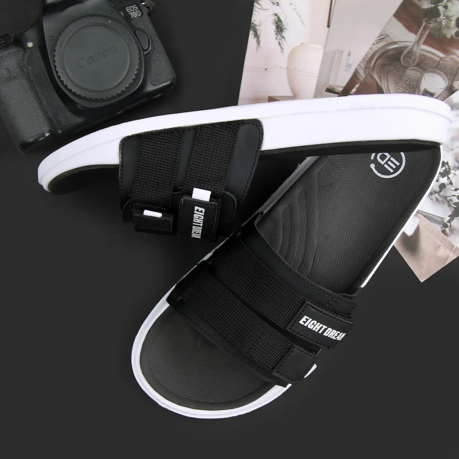 ED Eight Dream Sandal Casual Pria Wanita Sandal slide Sandal slop ringan sendal main traveling | Perfect Black