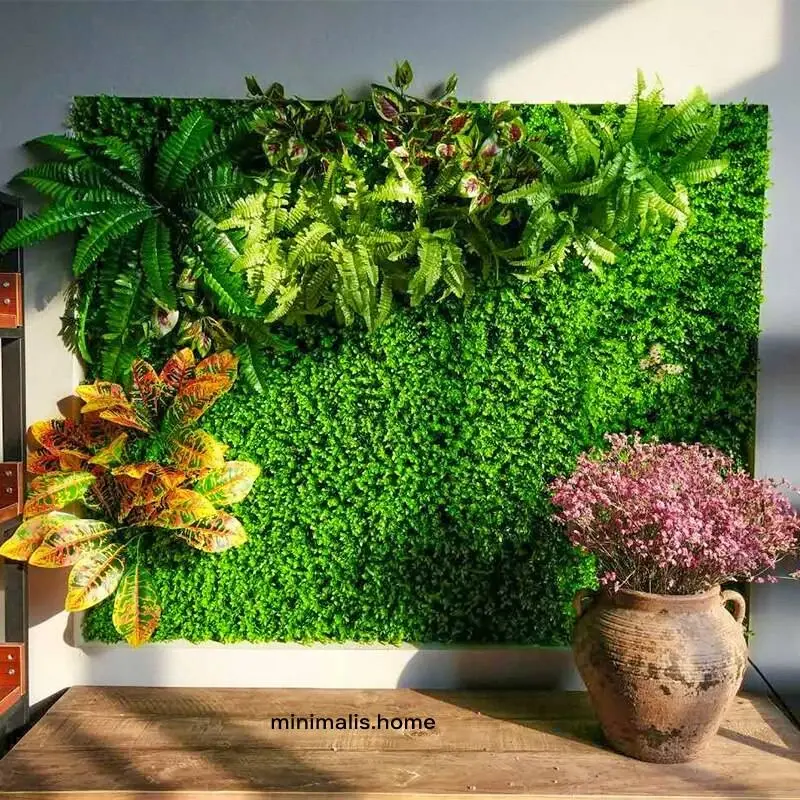 (beli 1 gratis 1)Rumput Dinding Sintetis Daun Hias Sintesis Dekorasi Dinding Artificial Rumput Plastik Ukuran 40x60cm - Anggur grass rumput  taman  rumah 1