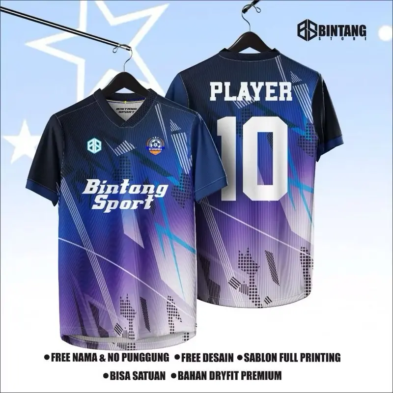 Jersey Futsal | Jersey Badminton Blue Diamond Free Custom Name Set Baju