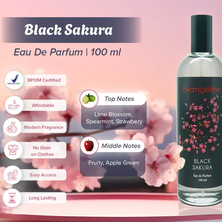 GLAM - EVANGELINE Parfum Wanita EDP Black Sakura 100ml 2
