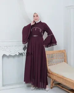 Zoya Dress Gamis Ceruty Baby Doll Premium Full Furing Mix Brukat Sapto Aplikasi Payet Mutiara Gamis Pesta Kondangan Terbaru Wanita Dewasa Muslimah