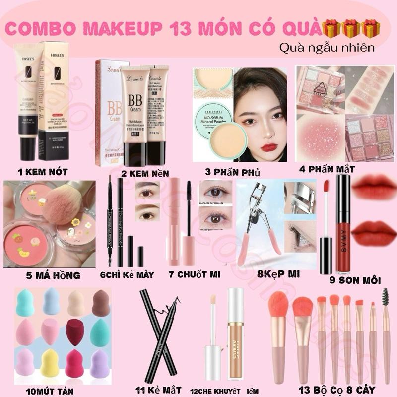 Bộ trang điểm 13 món Tặng kèm 1 món bộ trang điểm makeup đầy đủ cá nhân tại nhà