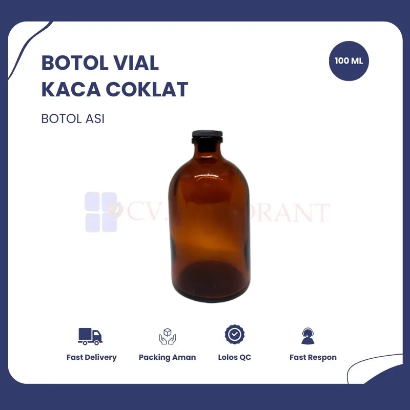 Botol Vial Kaca Coklat Tutup Karet / Botol ASI / Dapat disesuaikan 7