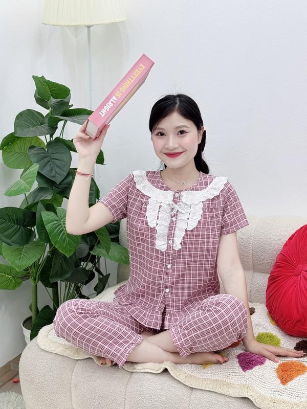 Đồ bộ nữ mặc nhà , đồ ngủ thiết kế trẻ trung(có cộc tay) 4