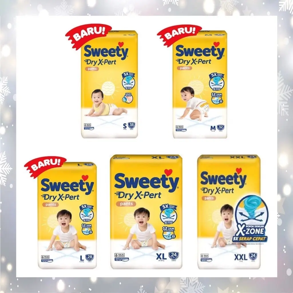 Sweety dry x-pert popok bayi celana S38 M32 L30 XL24 XXL24 Kering
