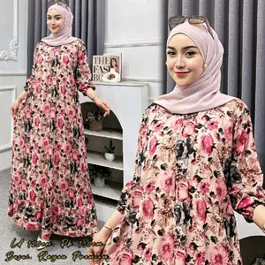 Gamis Rempel Sakila Gamis Rayon Premium Busui Bahan Rayon Premium LD 120 Desain Bunga Elegan