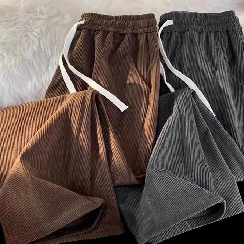 Celana korduroy pria corduroy pants pria celana oversize pria wide leg korean style corduroy Pacar celana longgar celana kulot pria sederhana import premium black celana Murah fashion lurus celana big size celana corduroy pants loose pants pria celana 4
