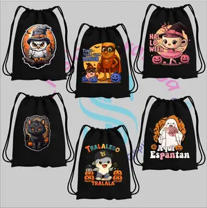 Tas Tali Serut Hitam Motif Kartun Lucu  Bahan Parasut Premium / Tas Serut Hitam Distro Keren / Tas Sekolah Tas Travel / Tas Anak-Anak / Stye fashion indonesia