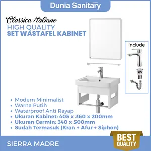 CLASSICA ITALIANO SET Kabinet Wastafel Putih - Lemari Wastafel Rak Kamar Mandi Aluminium | MODERN WATERPROOF ANTI RAYAP KAVALA