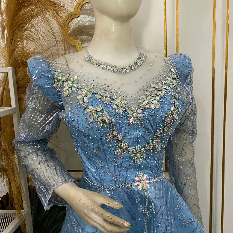 gaun baby blue mewah free slayer jubah veil hijab 0