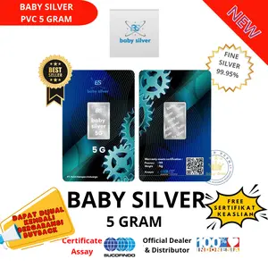 Baby Silver PRESS PVC 5 Gram Fine Silver Perak Batangan Asli Murni Logam Mulia Original