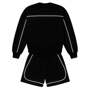 STREES One Set Crewneck & Shortpant Reflektive Setelan Berbahan Kain Fleece Lembut Adem