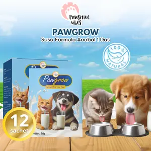 PAWGROW Susu Formula Untuk Anjing Kucing BOX Isi 12 Sachet - Goat Milk Powder - Susu Bubuk Murni Anjing Kucing - Paket Susu Hewan Peliharaan - Pet Milk Powder - Susu Kambing Etawa Untuk Anjing Kucing - Susu Bubuk Anabul Bernutrisi