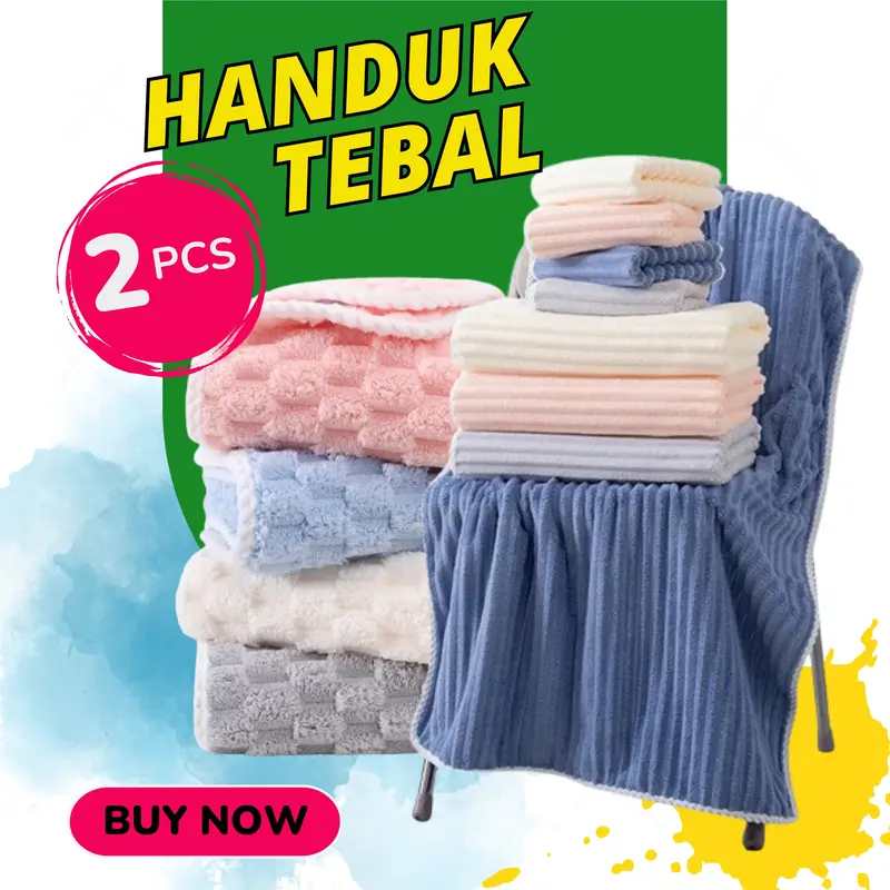 KUP- 2 PCS Handuk Microfiber Tebal TEBUS MURAH Ukuran 70 x 140 cm 0