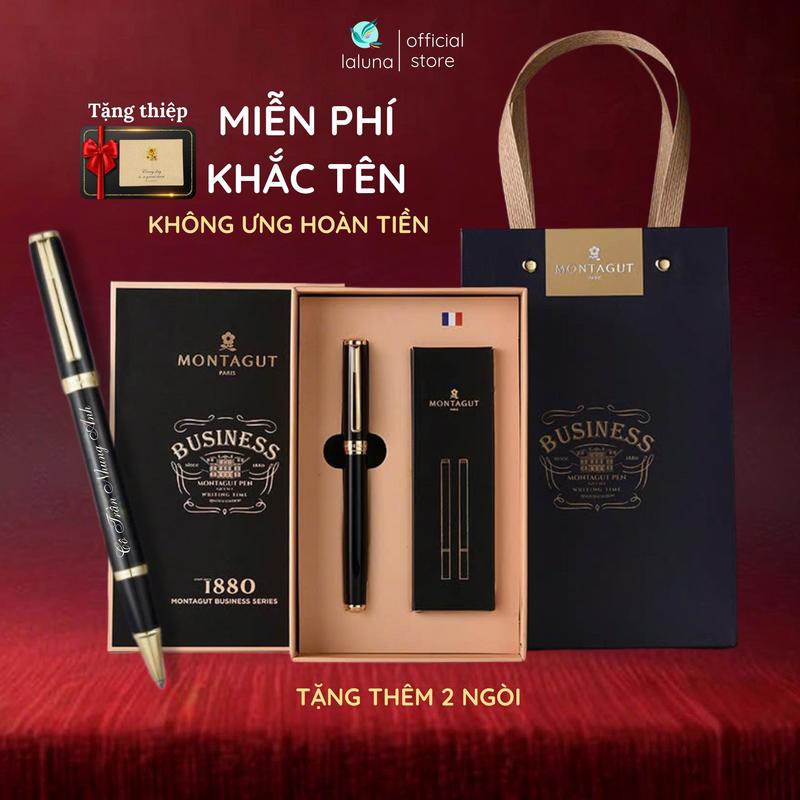 Quà Tặng Bút ký Pháp MONTAGUT MIỄN PHÍ KHẮC TÊN cao cấp kèm túi + hộp FULLBOX có tặng THIỆP gửi thầy cô giáo, sếp,đối tác - B197