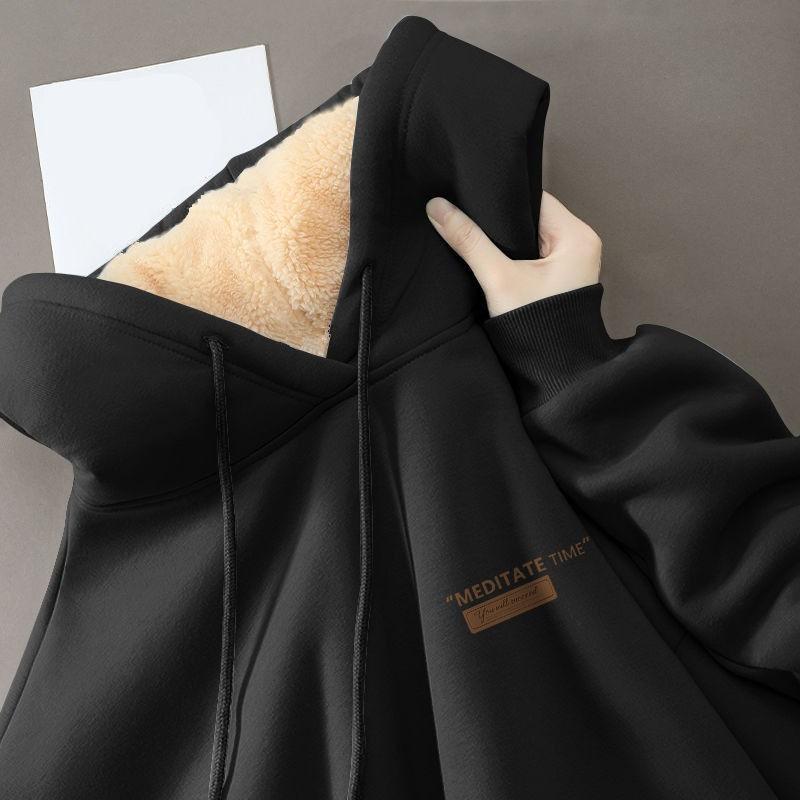  【TIDEBEAR Áo Hoodie Nam Áo Nỉ Có Mũ Mùa Đông Lót Lông Cừu Dáng Rộng Rãi Và Thường Ngày Áo Khoác Có Mũ Dày Thích Hợp Cho Các Cặp Đôi. 