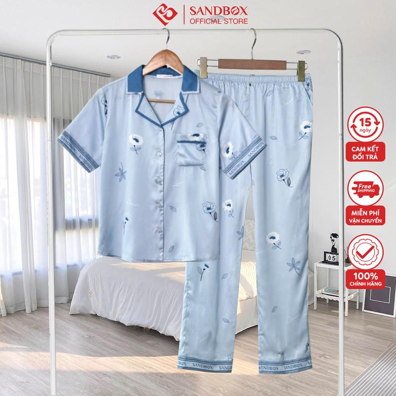 Đồ bộ nữ SANDBOX bộ pijama áo cộc tay quần dài, lụa Latin cao cấp, hoạ tiết nhẹ nhàng, thanh lịch, trẻ trung (BPC25001)