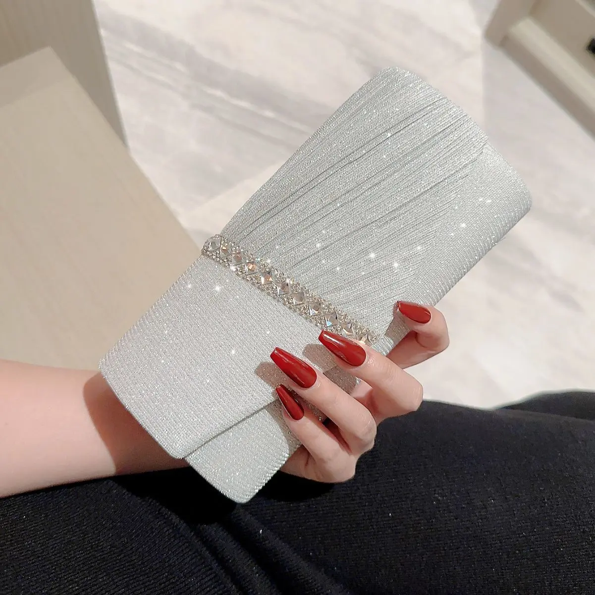 Shiny rhinestone envelope bag for socialites, ladies, dinner parties, princess dress bags Wanita