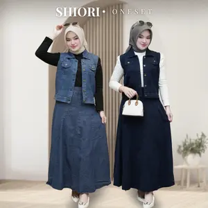 Shiori Setelan Rok Jeans 2in1 - Setelan Rok Jeans Rompi Wanita (TANPA MANSET)
