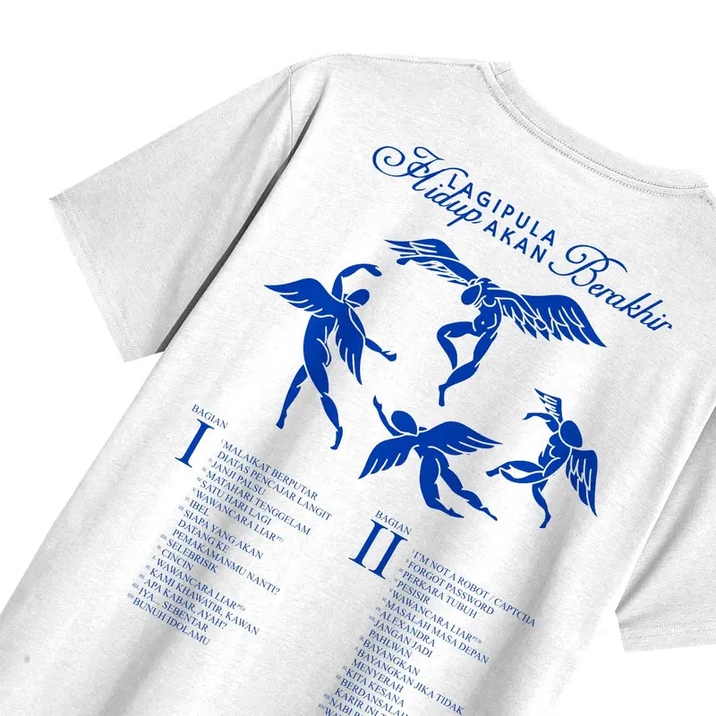 Kaos HINDIA - TRACKLIST Lagi Pula Hidup Akan Berakhir White/Black Bahan tebal Cotton combad 24s Tebal Tshirt Hindia 1