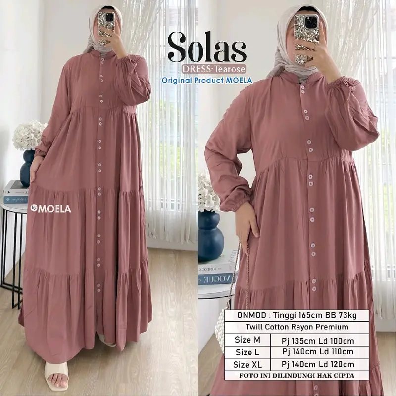 Solas dress ori by Moela// gamis// twill cotton/premium/mewah//best seller//busui kekinian 5