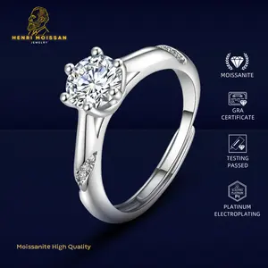 [PROMO] OS5-MR02 Cincin Wanita Moissanite 1 dan 2 Carat Henri Moissan Star Garansi 1 Tahun Berkualitas Tinggi High Quality Grade VVS1 Anti Luntur Karat Berubah Warna Aksesoris Cincin Nikah Elegan