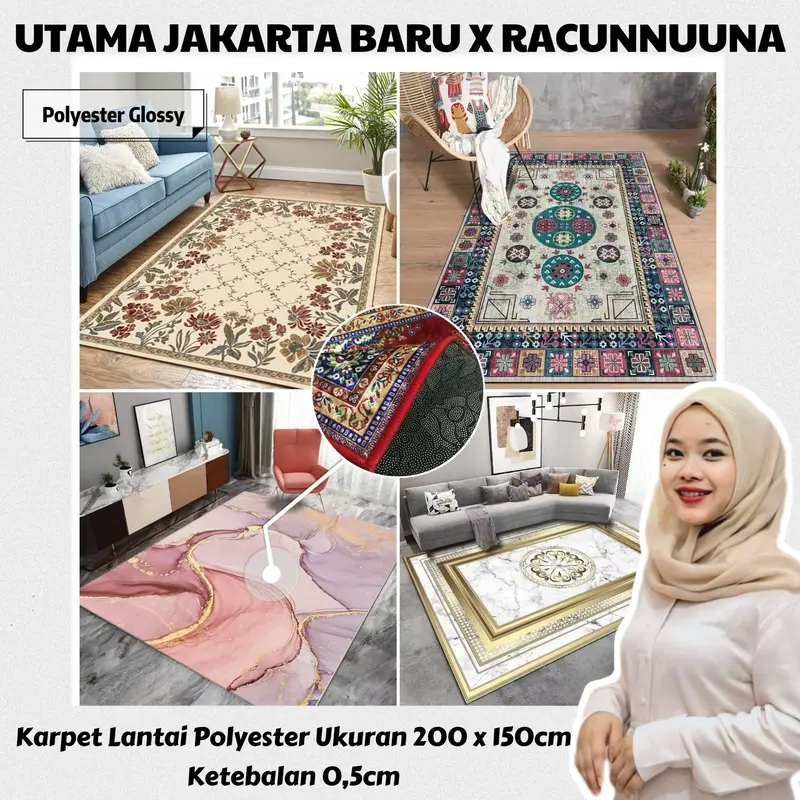 [UJB X RACUNNUUNA] Karpet Lantai Polyester  Uk 200 x 150cm /Karpet Lantai Polyester Motif Modern 0