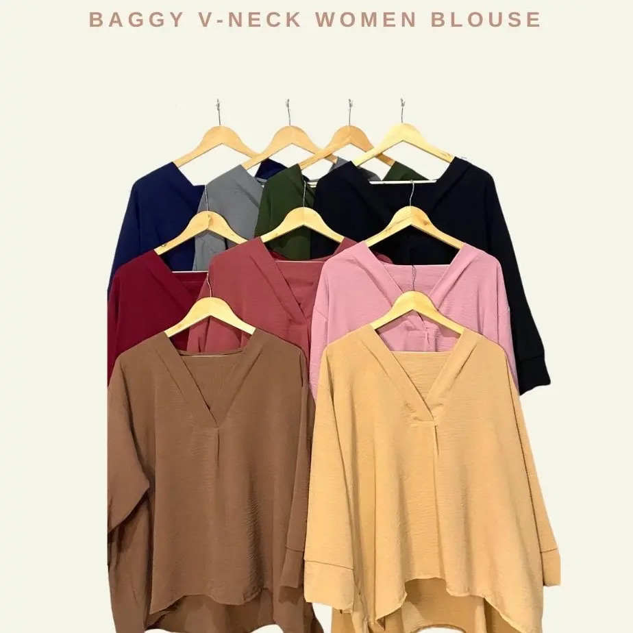 V-Neck Baggy Blouse | Cey Crepe